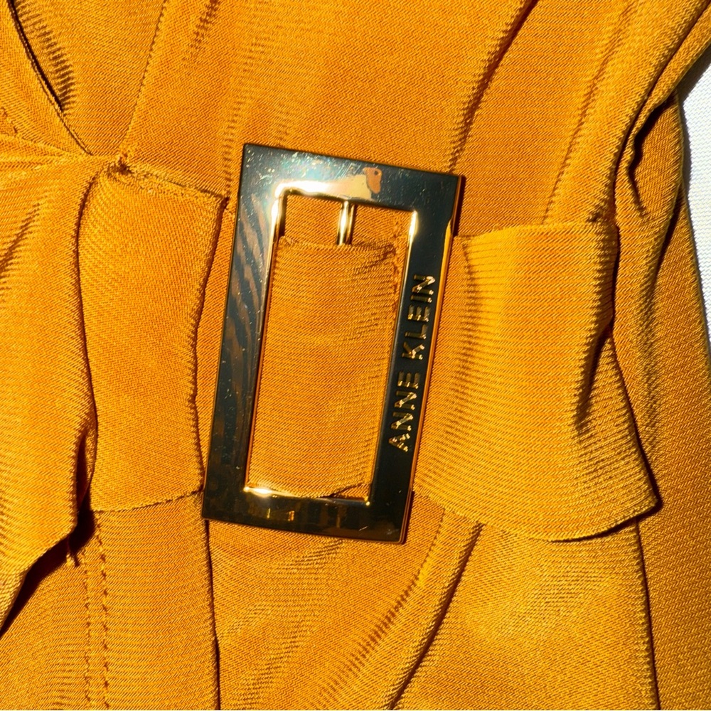 Collared V-Neck Wrap Dress 3/4 Sleeve Mustard Camel Brown Fall/Autumn‎ Ladies - Picture 6 of 16
